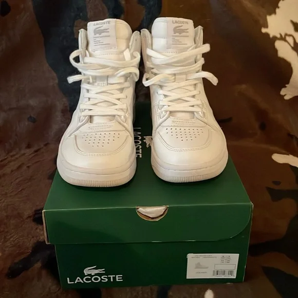 “Lacoste” White Mid Leather Sneakers! - Picture 1 of 9